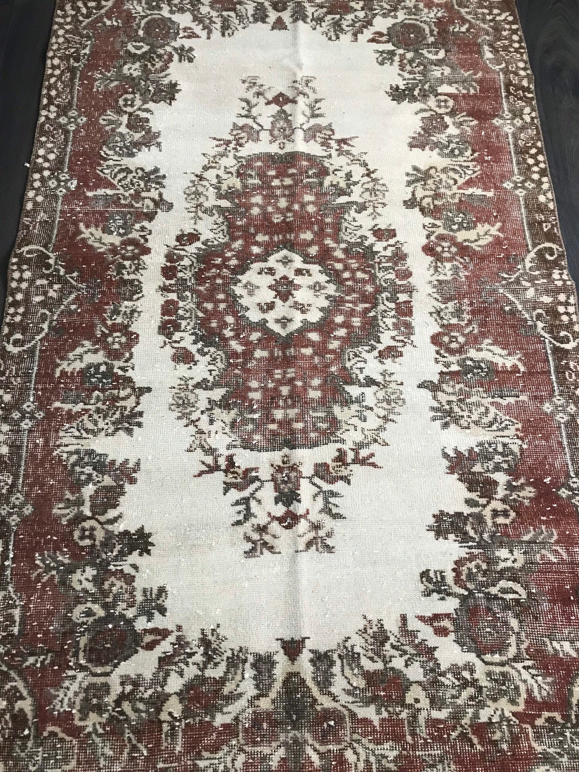 3.7x6.8 Large Vintage Turkish Oushak Rug - Heritage and Rugs