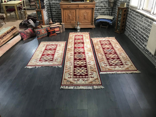 Vintage Turkish Oushak Runner Rug Set - Heritage and Rugs