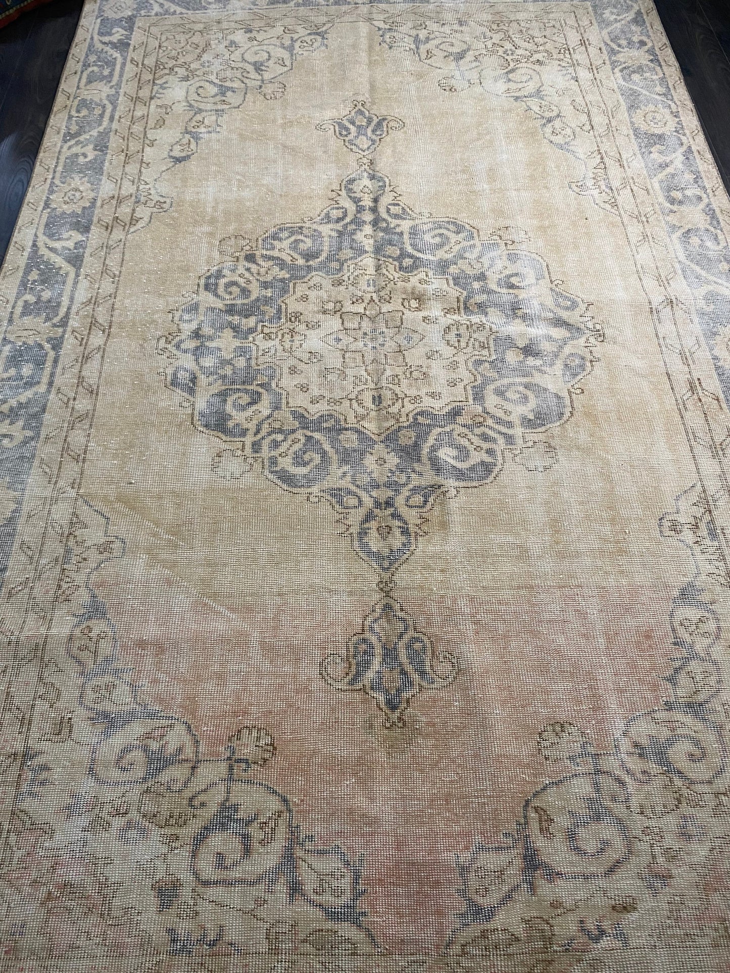 6x10 Large Vintage Turkish Oushak Wool Rug