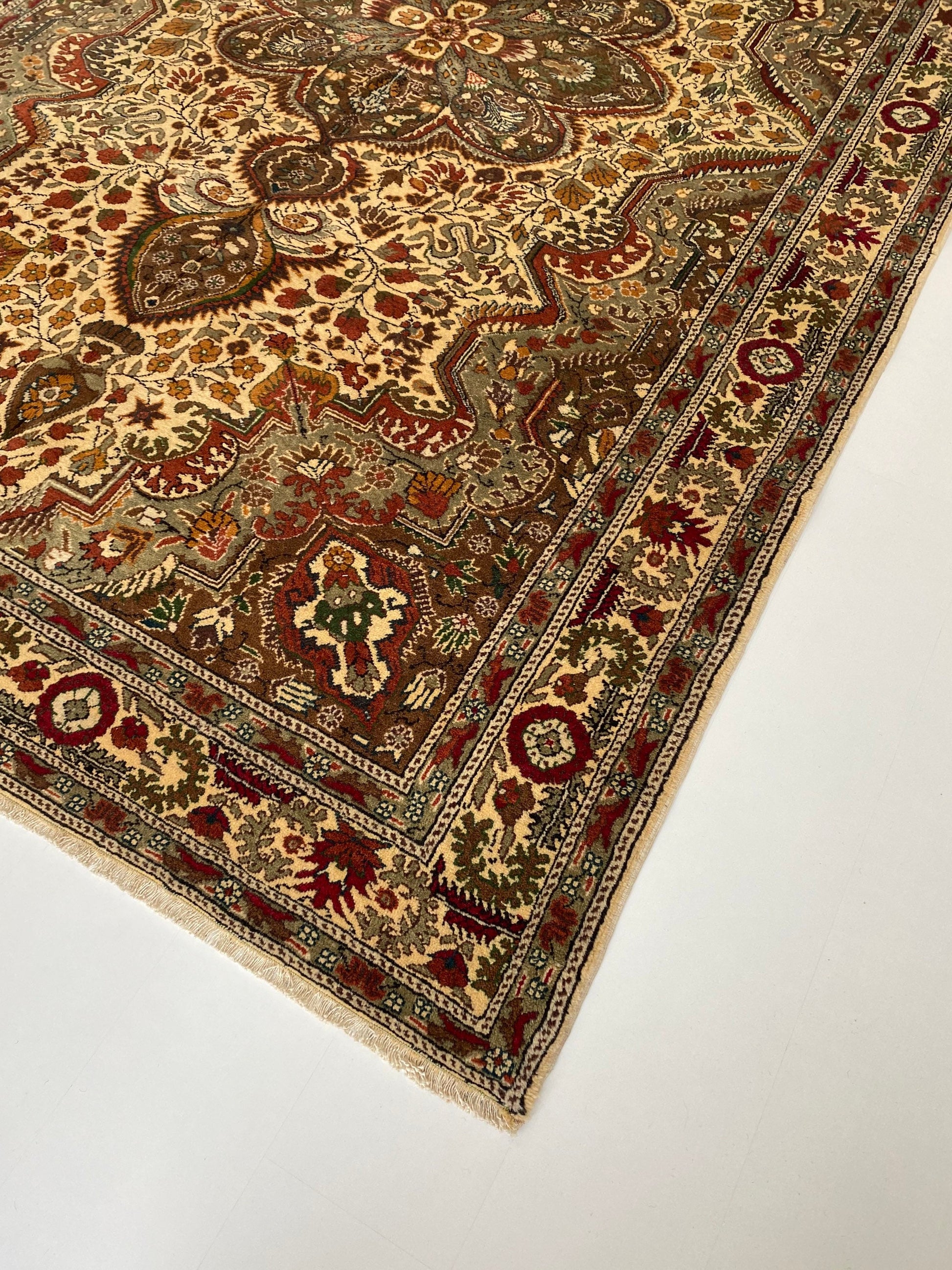 6.4x9.8 Large Vintage Brown Persian Wool Rug- Heritage and Rugs