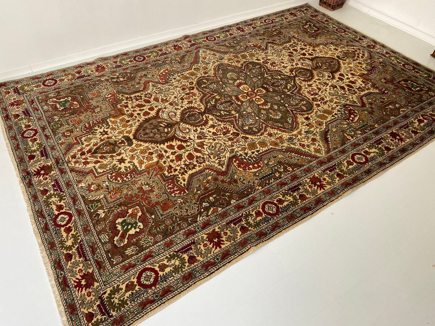 6.4x9.8 Large Vintage Brown Persian Wool Rug- Heritage and Rugs