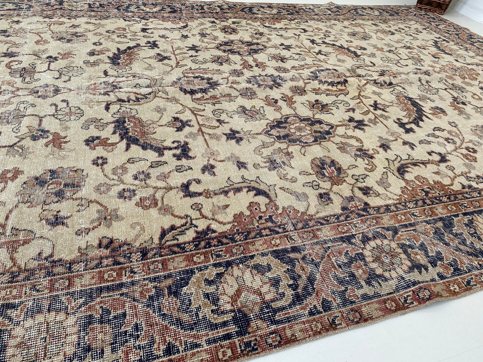 6.2x9.6 Large Vintage Turkish Oushak Wool Rug - Heritage and Rugs