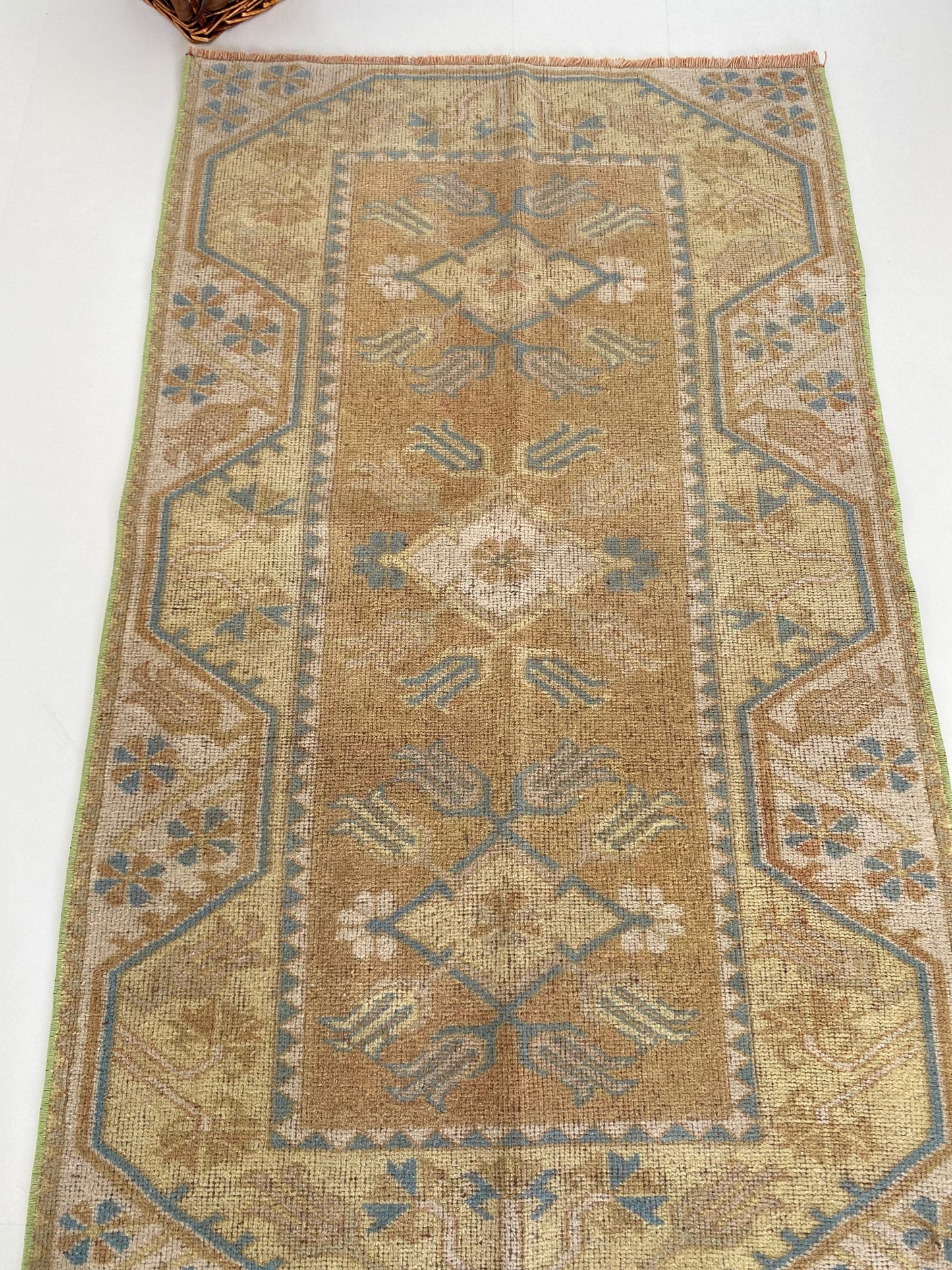 2.5x4.2 Vintage Turkish Oushak Wool Rug 