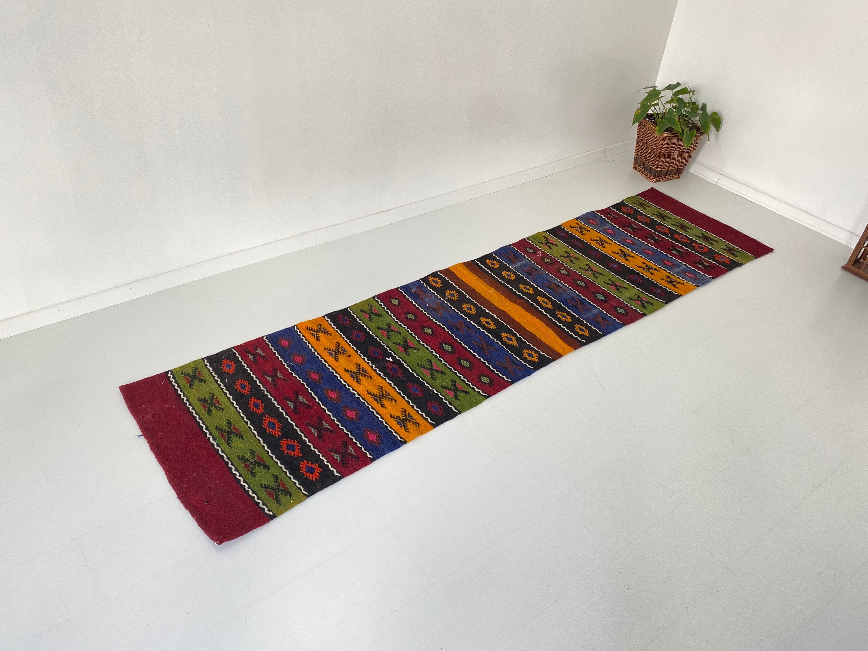 1'9x8'2 ft Turkish Runner newest Rug, Patchwork Runner, 100% Wool Runner, Handwoven Runner,Vintage Runner, Hallway Runner, Kitchen Runner, Carpet