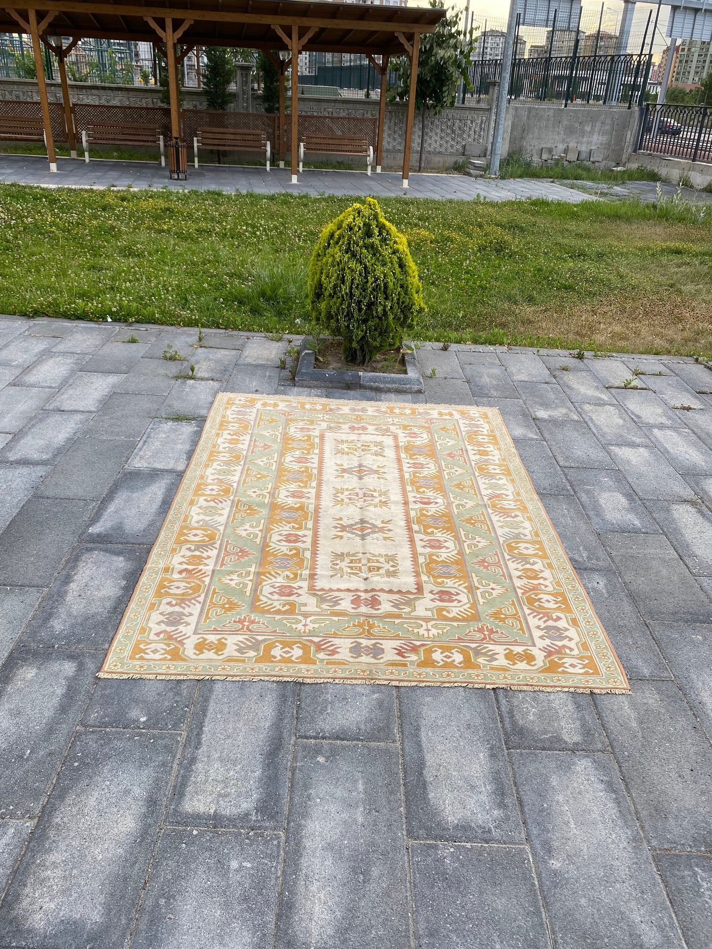 Large Turkish Rug / Nomadic Rug / %100 Wool Rug / Handmade Rug / Orange Turkish Rug / Area Rug / Vintage Area Rug / Oushak Rug / 5.4x7.6 Ft - Heritage and Rugs