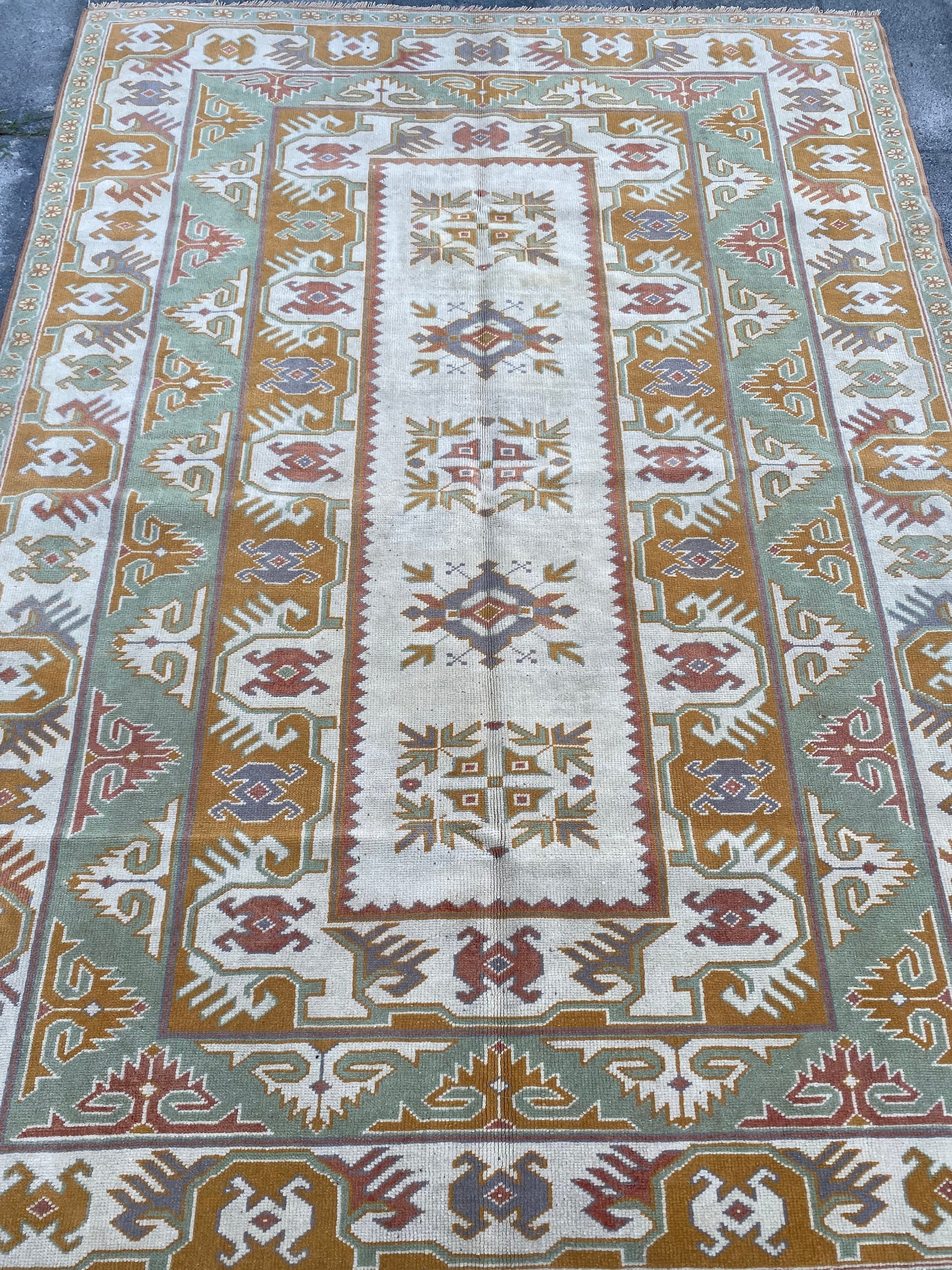 Large Turkish Rug / Nomadic Rug / %100 Wool Rug / Handmade Rug / Orange Turkish Rug / Area Rug / Vintage Area Rug / Oushak Rug / 5.4x7.6 Ft - Heritage and Rugs