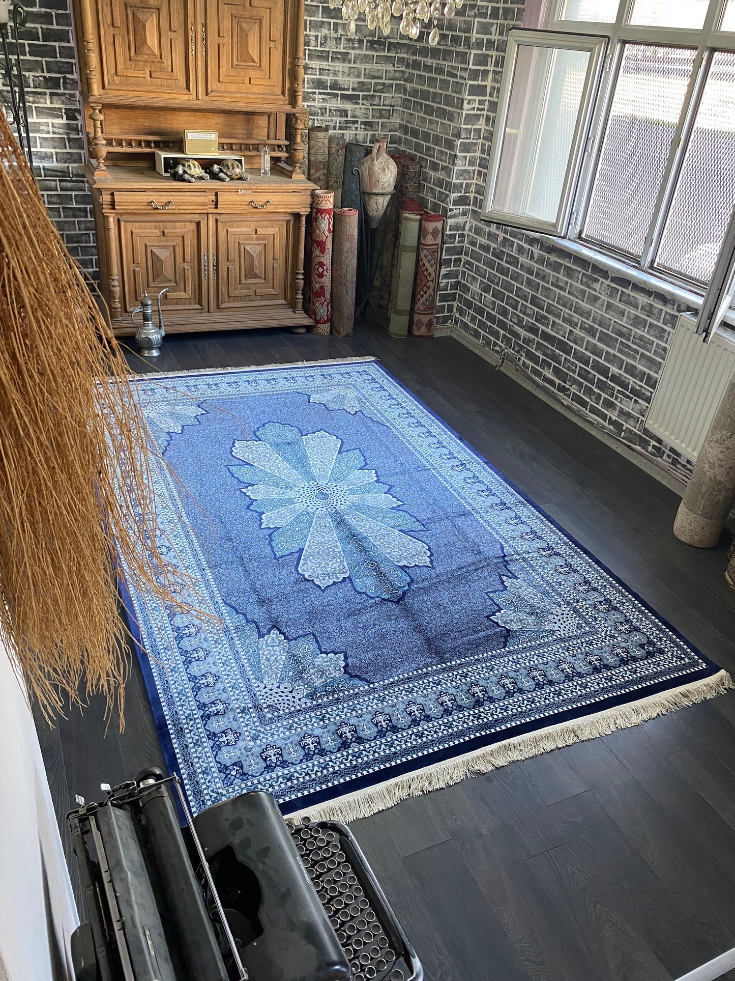 7x10 Large Blue Persian Silk Rug - Heritage and Rugs