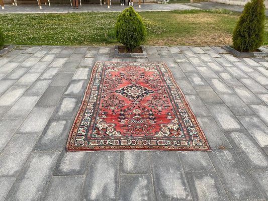 Pink Persian Rug / Large Persian Rug / Pink Vintage Rug / Oriental Antique Rug / Large Area Rug / Home Decor Rug / Wool Persian Rug/ 5x9 Rug - Heritage and Rugs