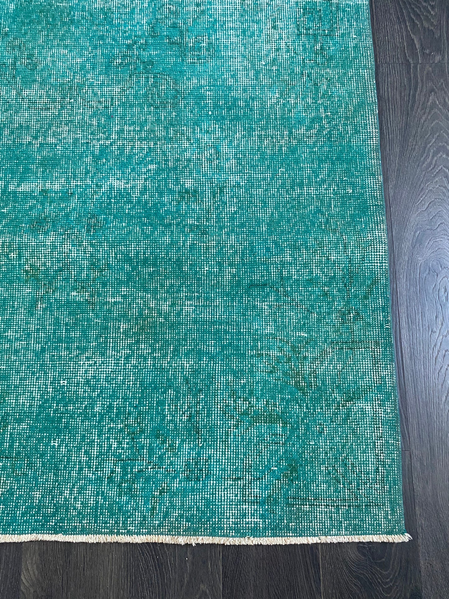 3.7x6.9 Large Vintage Green Turkish Anatolian Overdyed Wool Rug - Heritage and Rugs