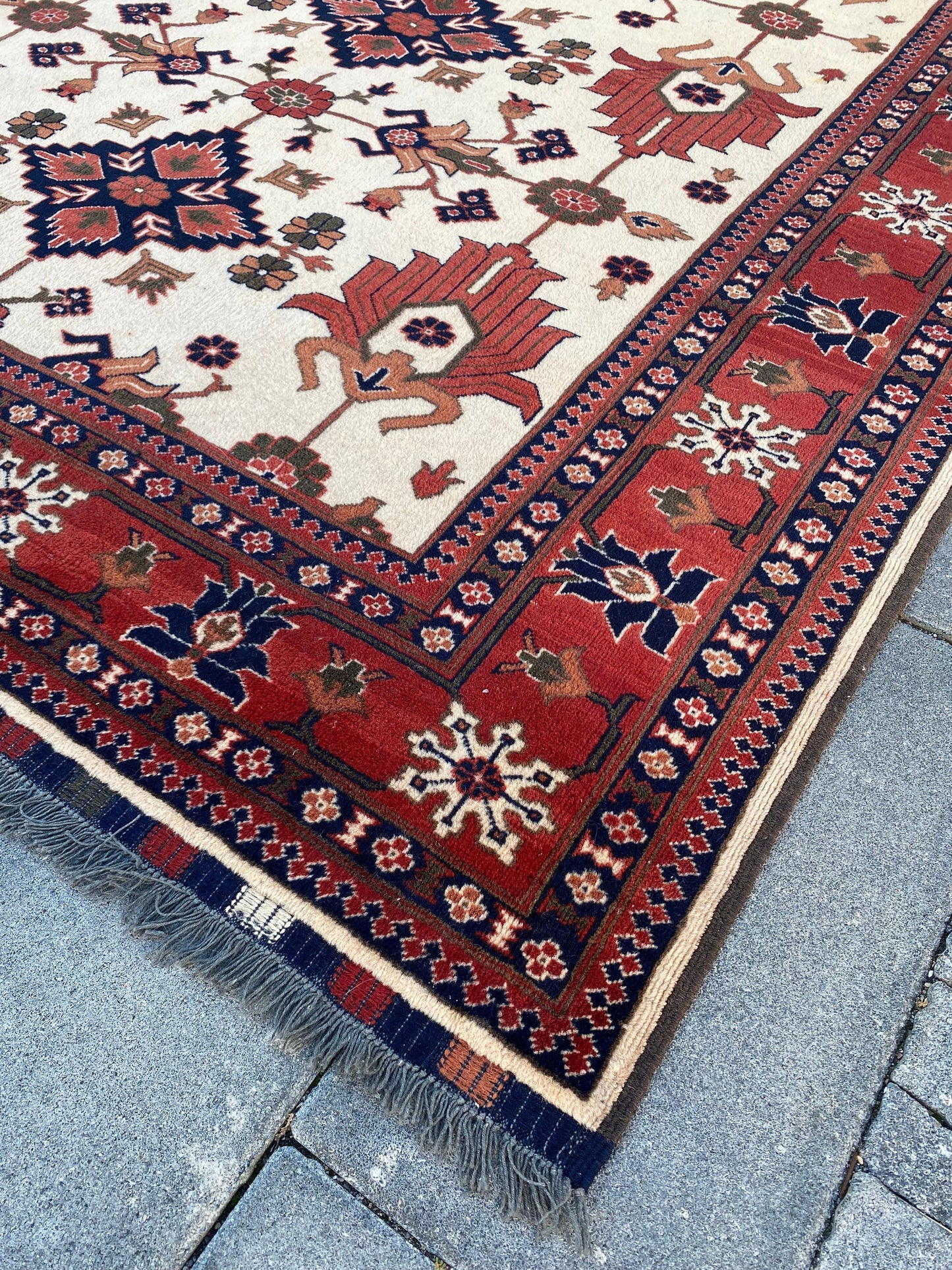 7x10 Large Vintage Afghan Wool Rug - Heritage and Rugs