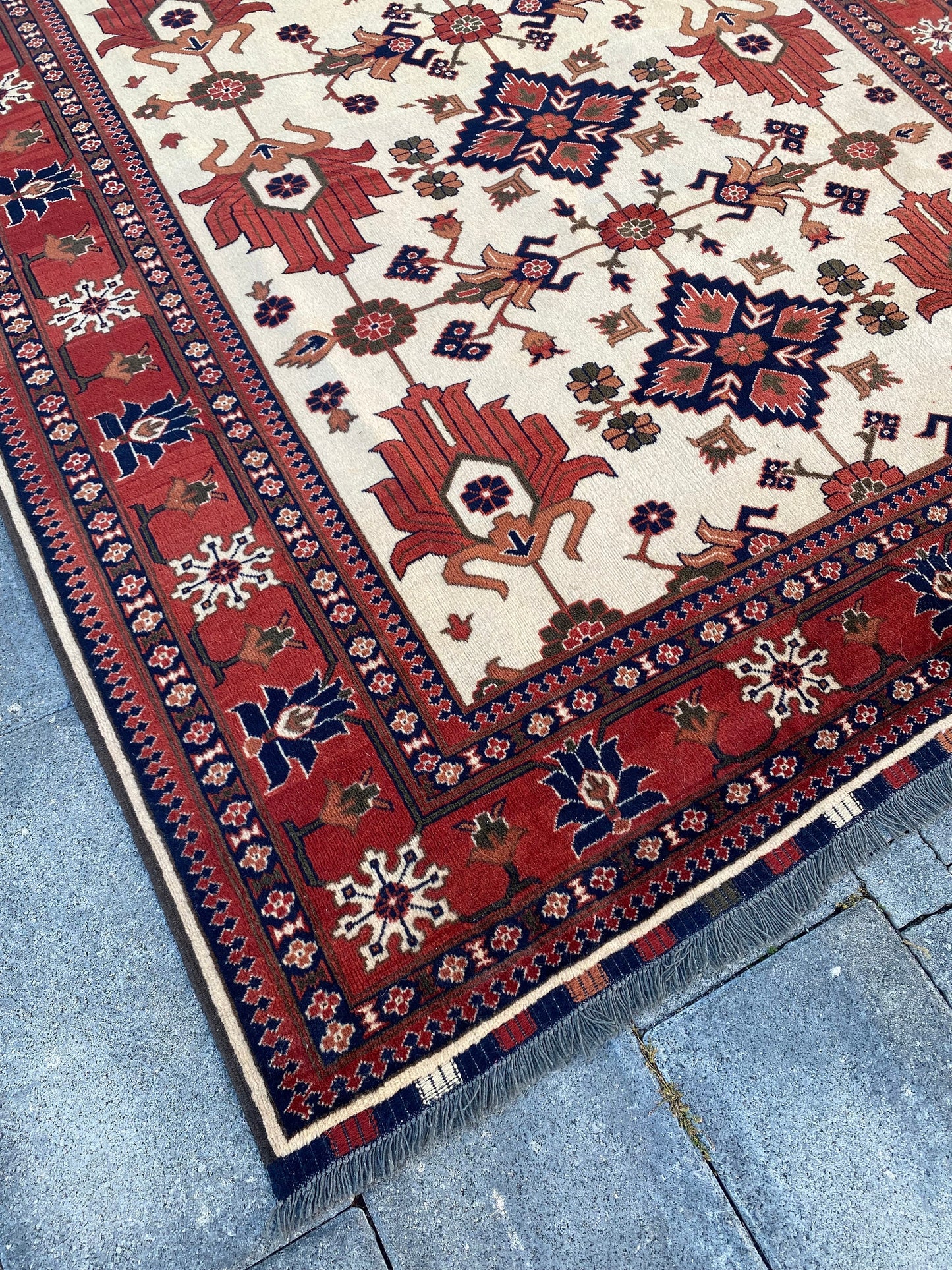 7x10 Large Vintage Afghan Wool Rug - Heritage and Rugs