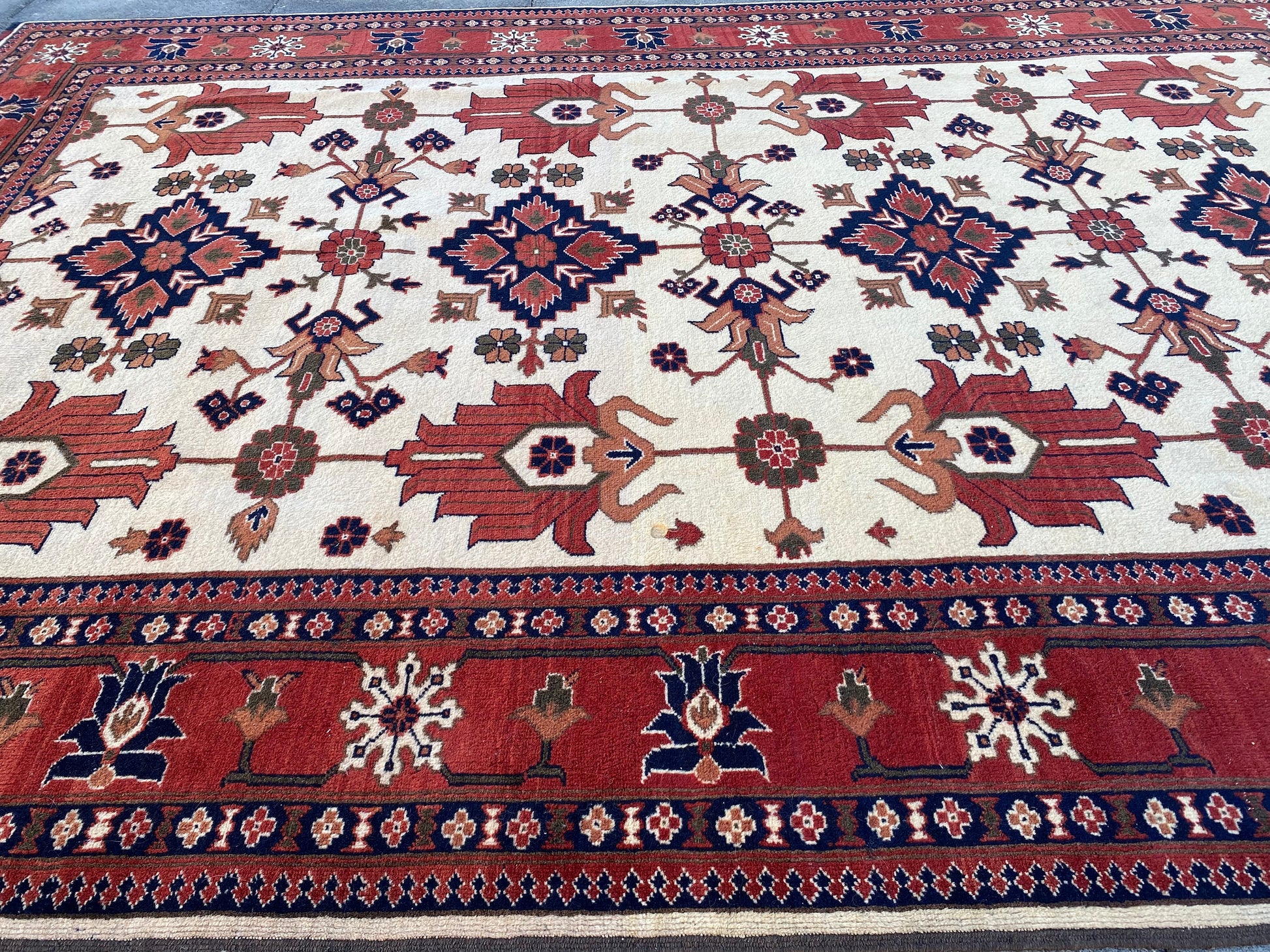 7x10 Large Vintage Afghan Wool Rug - Heritage and Rugs